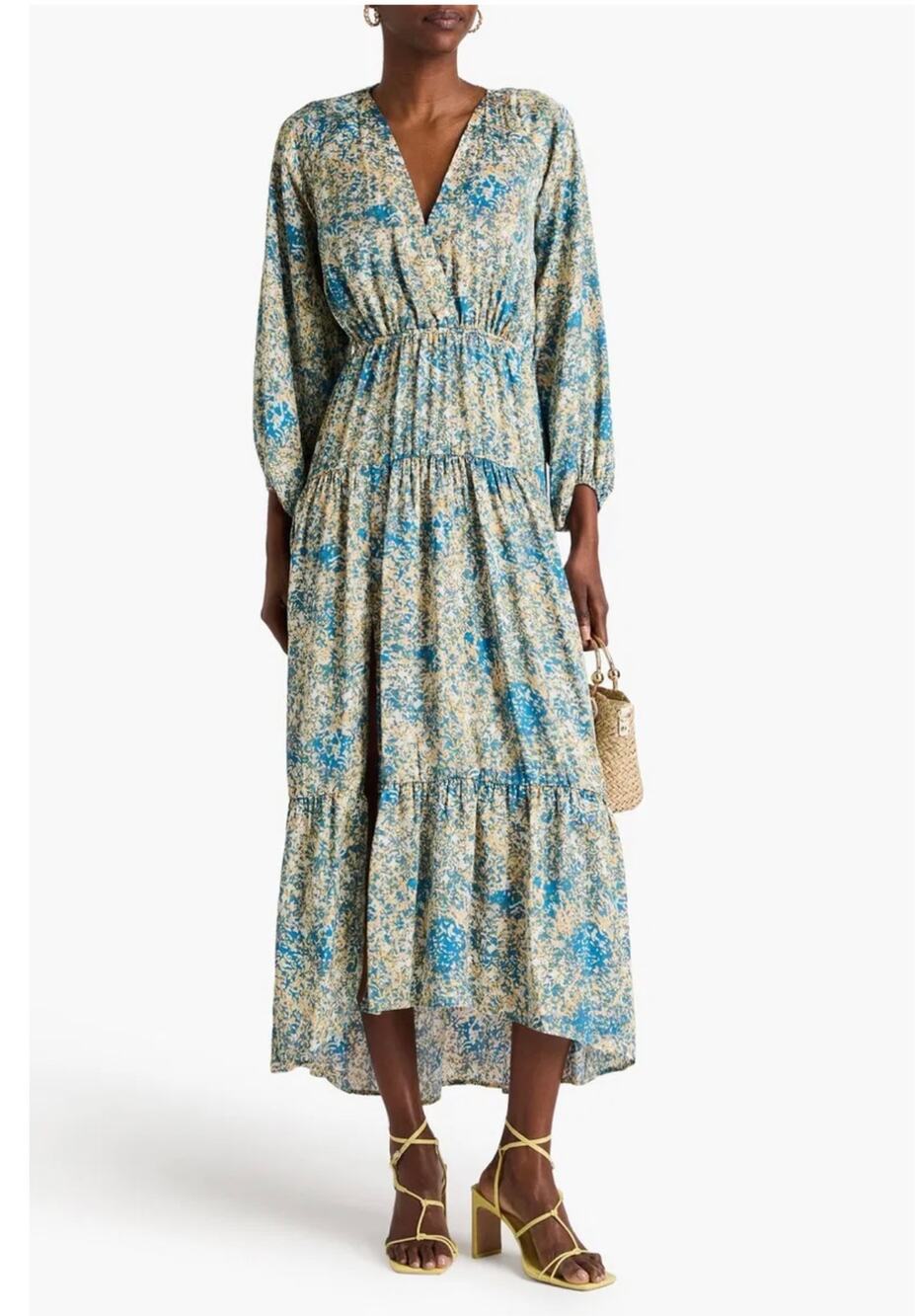 Chic Maje Tiered Printed Satin Maxi Dress - Size 4, NWT!